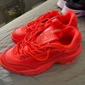 Fila Neon Red Athletic Shoes